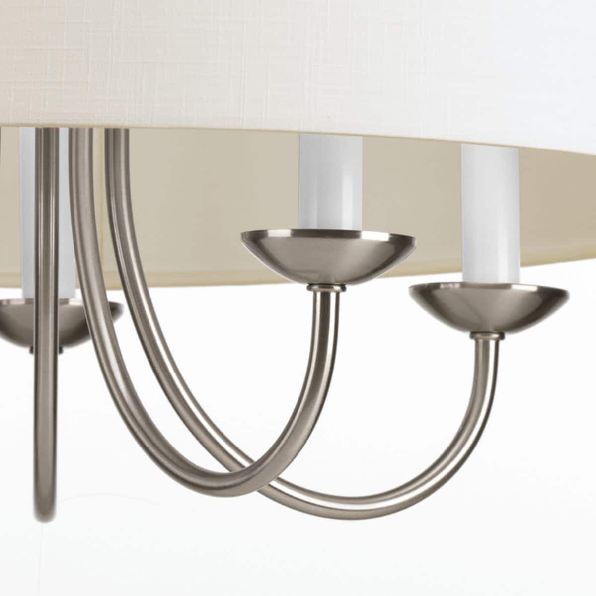 Progress Lighting Drum Shade 5-Light Brushed Nickel Transitional Chandelier