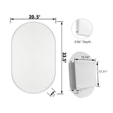 WELLFOR 20.5-in x 33.5-in Surface/Recessed Mount White Mirrored Oval Soft Close Medicine Cabinet