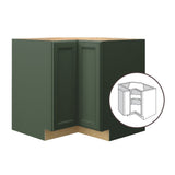allen + roth Heathrow 36-in W x 34.5-in H x 24-in D Sage L-shaped Corner Base Fully Assembled Cabinet (Recessed Panel Square Style)