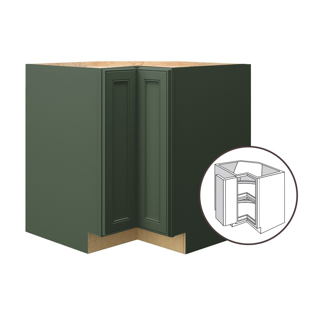 allen + roth Heathrow 33-in W x 34.5-in H x 24-in D Sage Lazy Susan Corner Base Fully Assembled Cabinet (Recessed Panel Style)