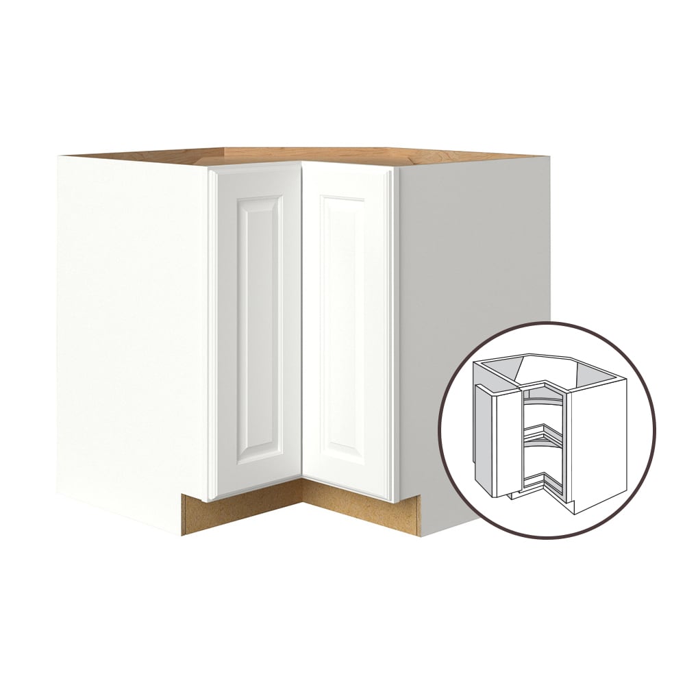 allen + roth Tilson 36-in W x 34.5-in H x 24-in D Linen Lazy Susan Corner Base Fully Assembled Cabinet (Raised Panel Style)