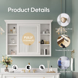 Forclover 40-in x 30-in Surface Mount White Mirrored Soft Close Medicine Cabinet