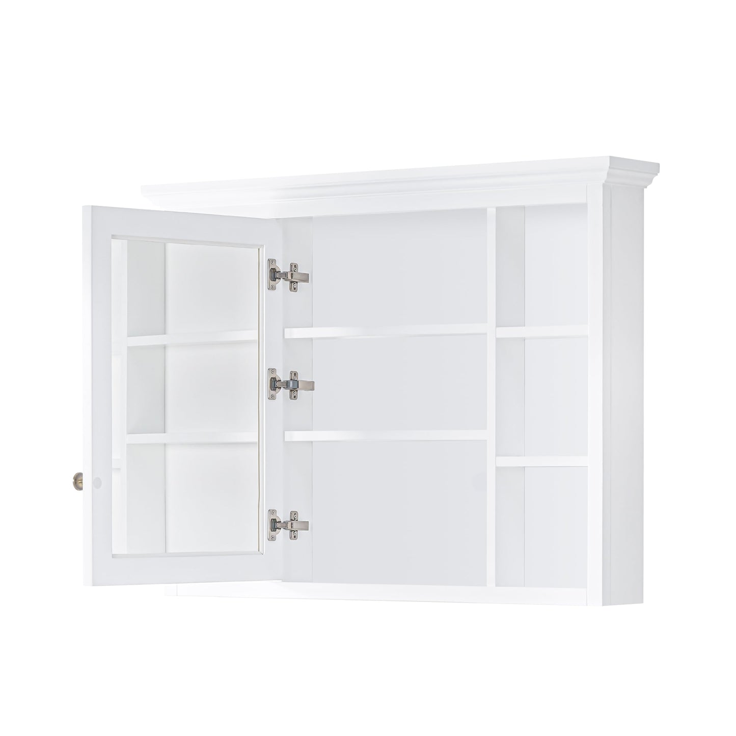 Forclover 40-in x 30-in Surface Mount White Mirrored Soft Close Medicine Cabinet