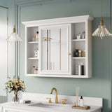 Forclover 40-in x 30-in Surface Mount White Mirrored Soft Close Medicine Cabinet
