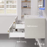Eviva Element 44"W x 20"D White Wall Mount Bathroom Vanity with White Solid Surface Countertop and Integrated Sink