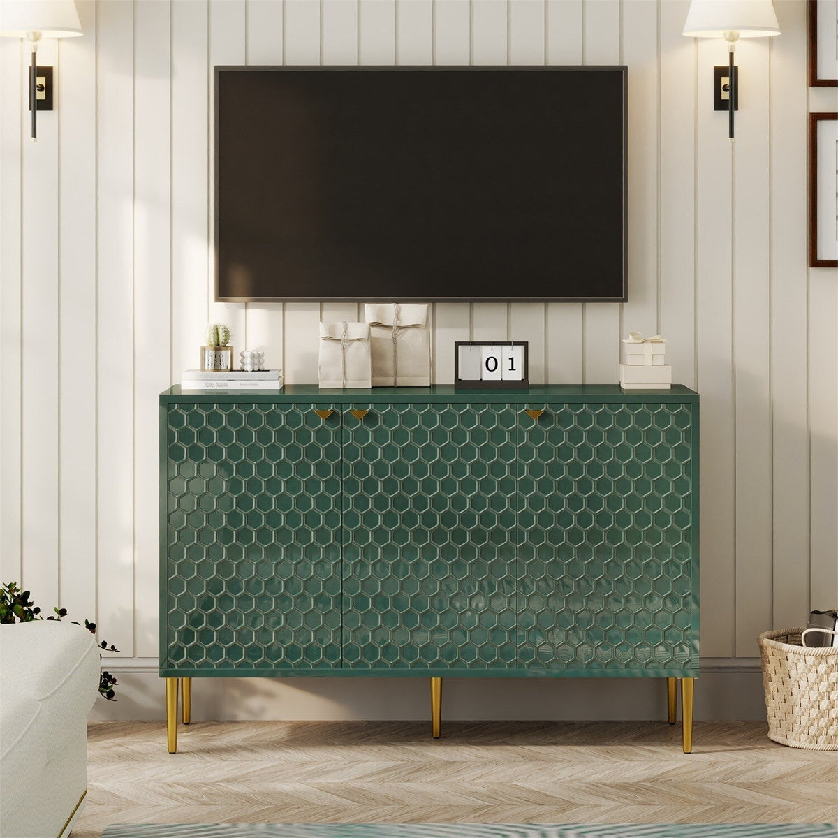 Mondawe 29.5 in. 3-Door Accent Cabinet, Green