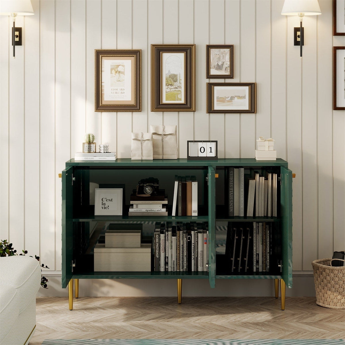 Mondawe 29.5 in. 3-Door Accent Cabinet, Green