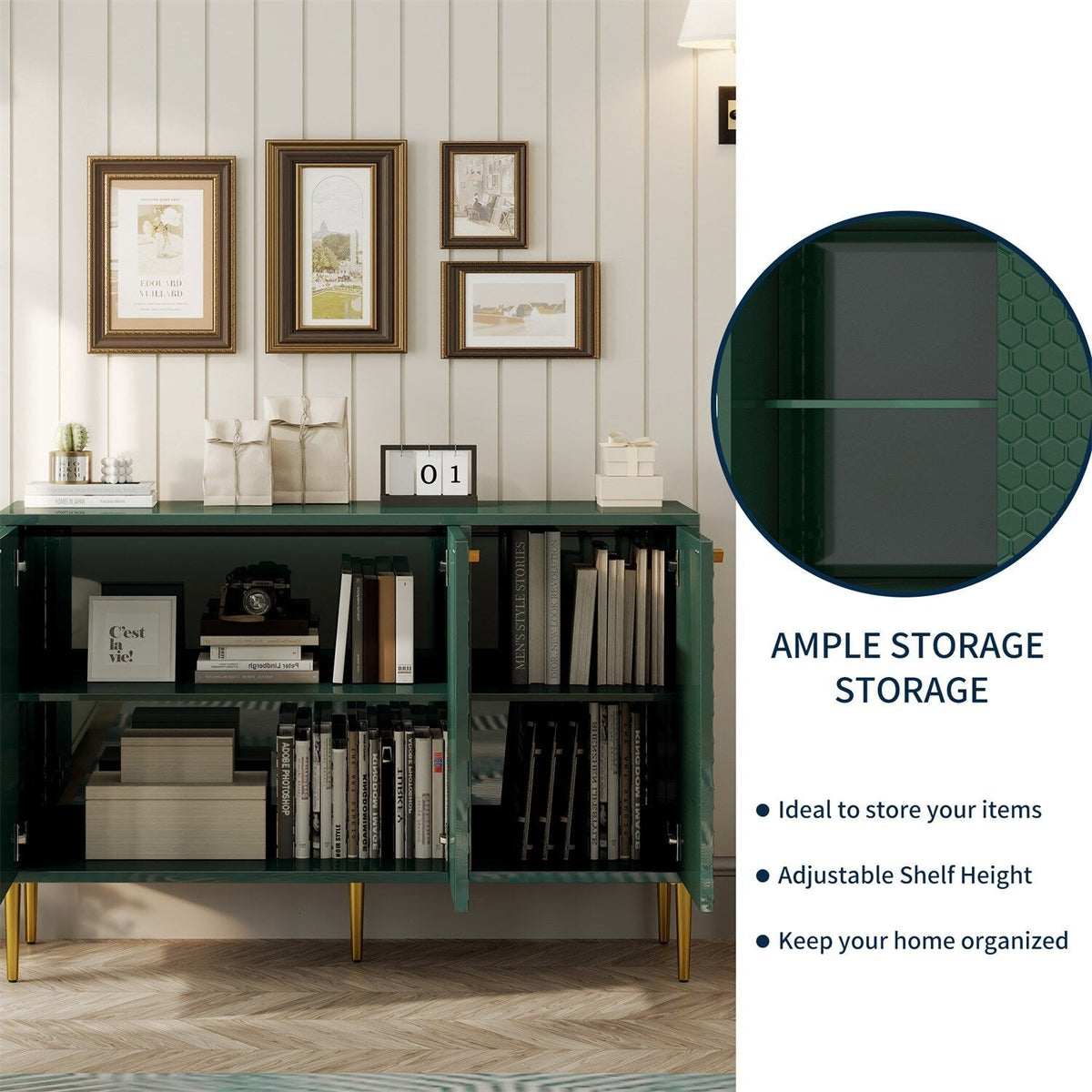 Mondawe 29.5 in. 3-Door Accent Cabinet, Green