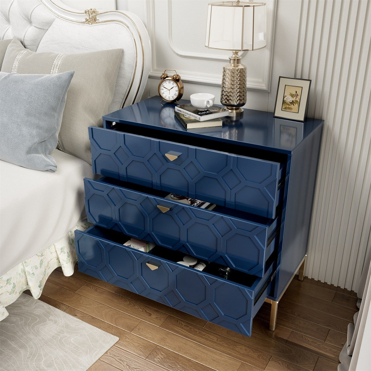 Mondawe 31.5 in. 3-Drawer  Cabinet, Blue