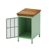 Maocao Hoom Nightstand with Storage Cabinet and Solid Wood Tabletop, Green