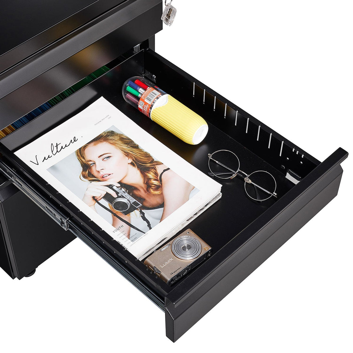 Maocao Hoom Black 3-Drawer 15.35-in File Cabinet