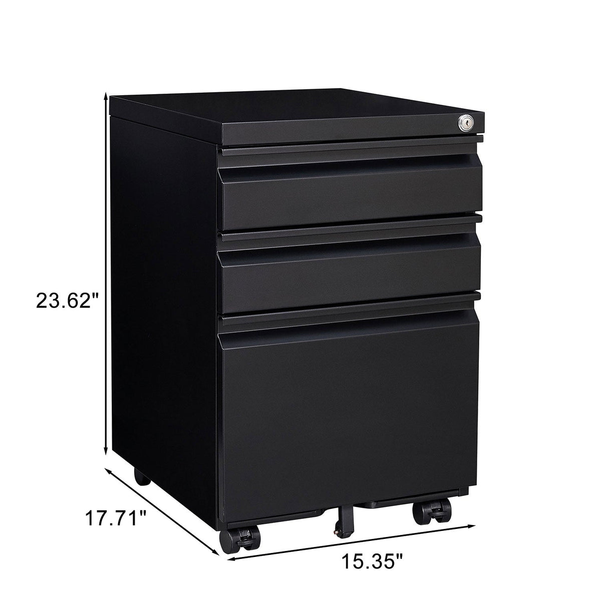 Maocao Hoom Black 3-Drawer 15.35-in File Cabinet