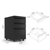 Maocao Hoom Black 3-Drawer 15.35-in File Cabinet