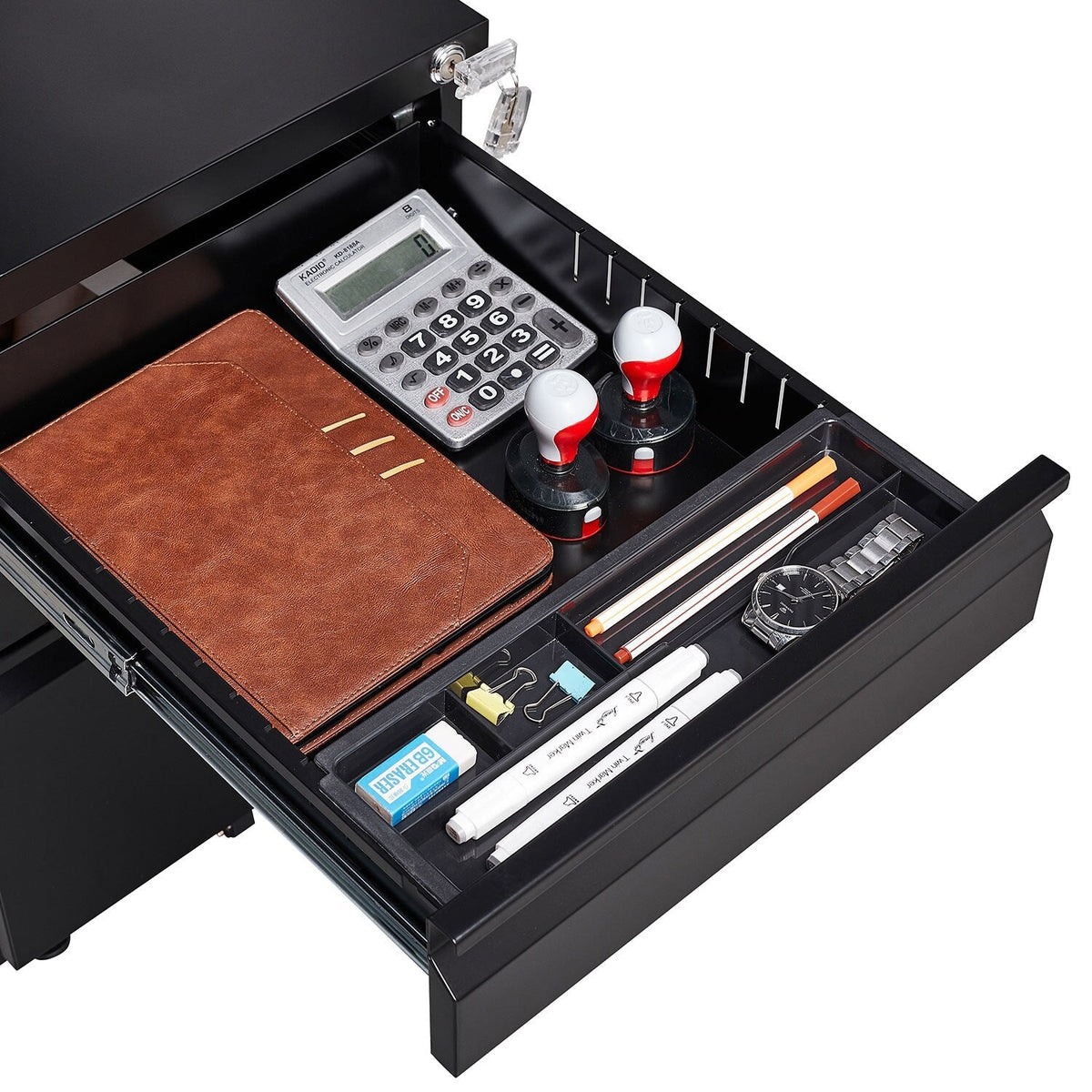 Maocao Hoom Black 3-Drawer 15.35-in File Cabinet