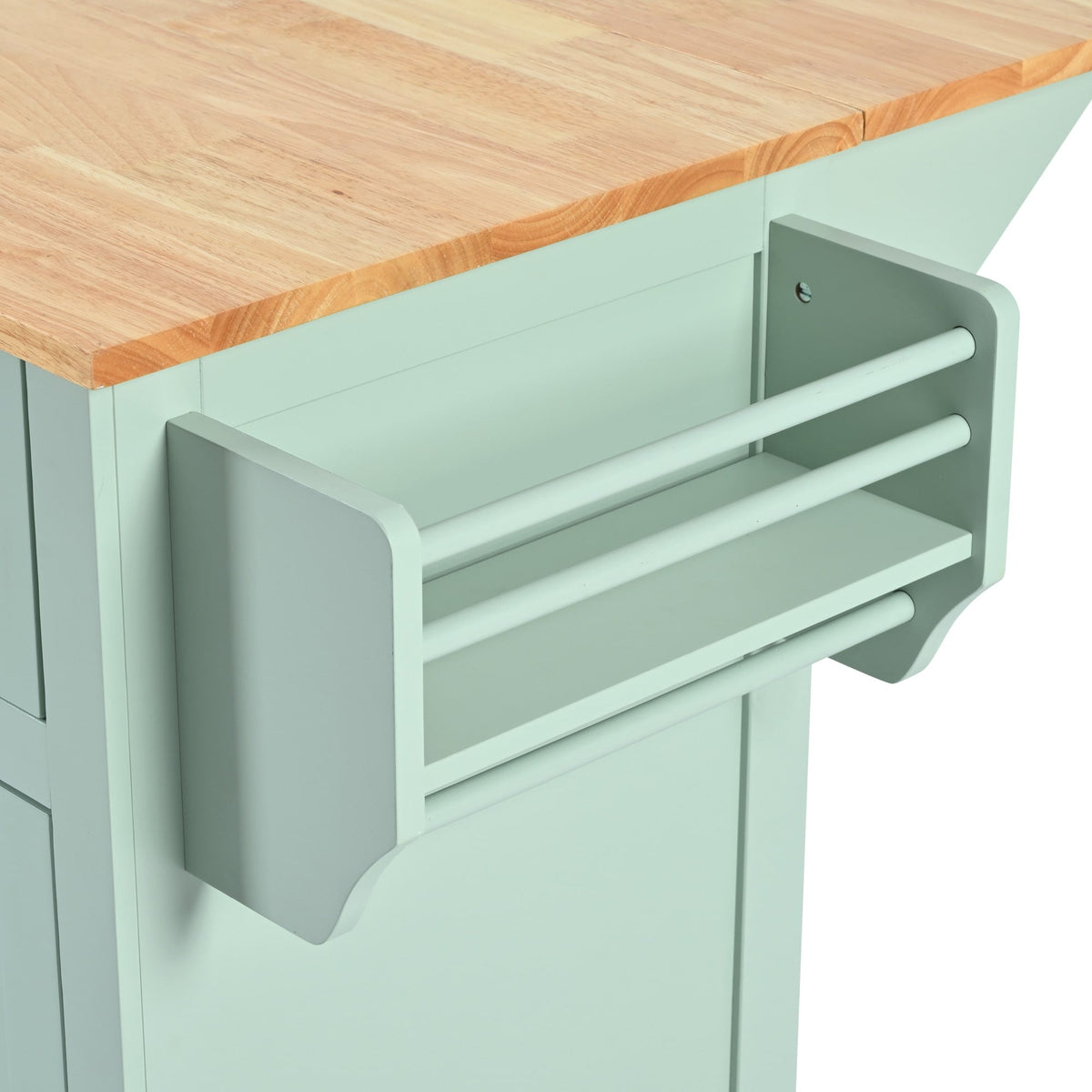 Runesay Green Mdf Base with Mdf Wood Top Rolling Kitchen Island (29.5-in x 53.1-in x 37.2-in)