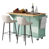 Runesay Green Mdf Base with Mdf Wood Top Rolling Kitchen Island (29.5-in x 53.1-in x 37.2-in)