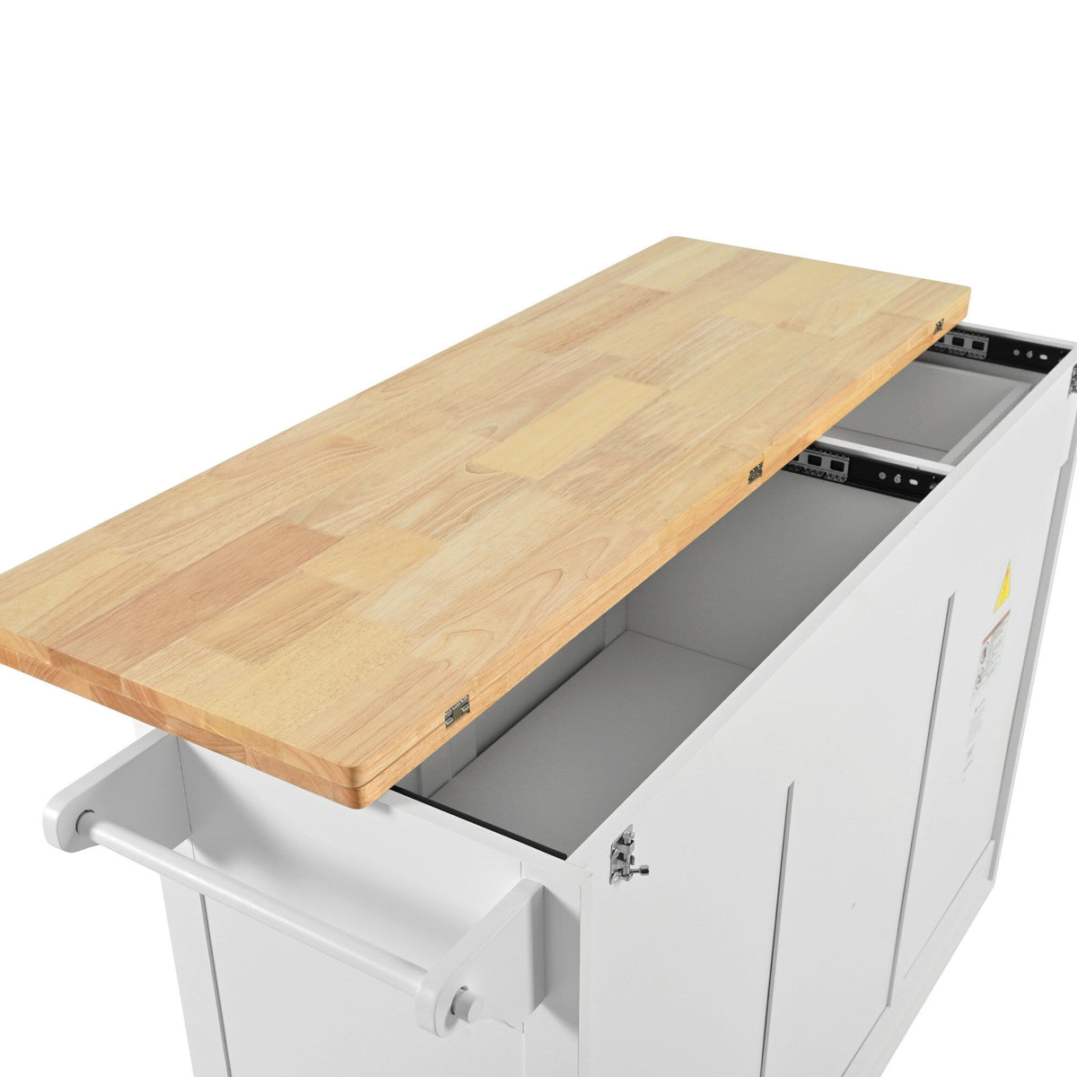 Runesay White Mdf Base with Mdf Wood Top Rolling Kitchen Island (33.2-in x 49.02-in x 37.54-in)