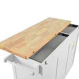 Runesay White Mdf Base with Mdf Wood Top Rolling Kitchen Island (33.2-in x 49.02-in x 37.54-in)