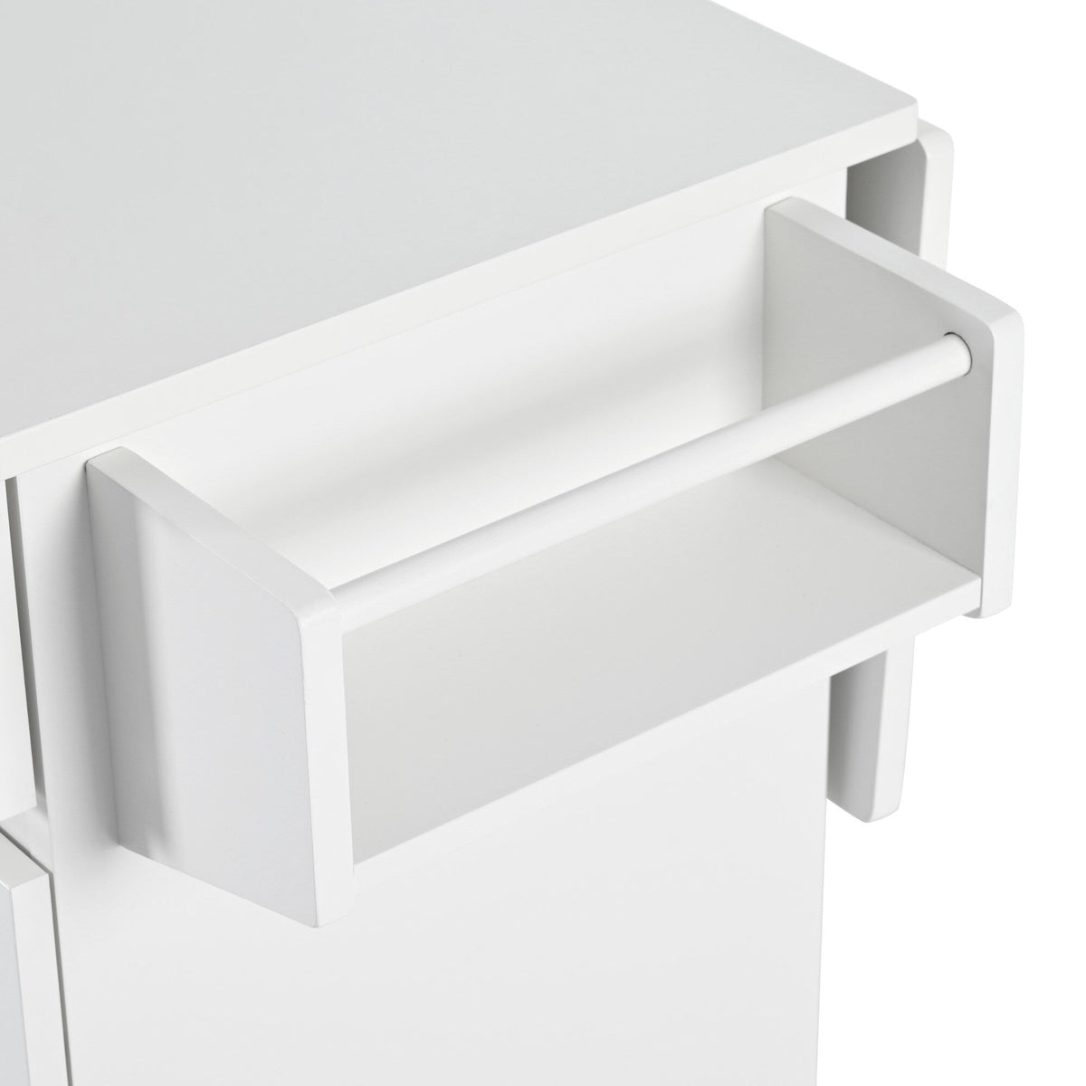 Runesay White Mdf Base with Mdf Wood Top Rolling Kitchen Island (27.56-in x 53.15-in x 36.33-in)