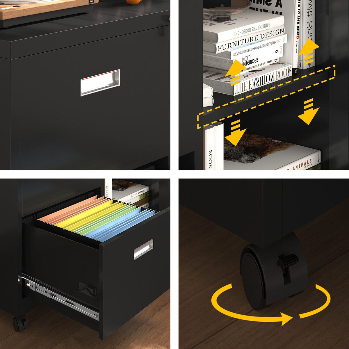 Maocao Hoom Black 2-Drawer 35.43-in File Cabinet