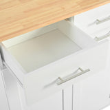 Runesay White Mdf Base with Mdf Wood Top Rolling Kitchen Island (29.5-in x 46-in x 37-in)