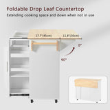Runesay White Mdf Base with Mdf Wood Top Rolling Kitchen Island (29.5-in x 46-in x 37-in)