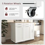Runesay White Mdf Base with Mdf Wood Top Rolling Kitchen Island (29.5-in x 46-in x 37-in)