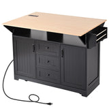 Runesay Black Mdf Base with Mdf Wood Top Kitchen Island (34-in x 55.75-in x 36.5-in)