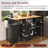 Runesay Black Mdf Base with Mdf Wood Top Kitchen Island (34-in x 55.75-in x 36.5-in)