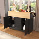 Runesay Black Mdf Base with Mdf Wood Top Kitchen Island (34-in x 55.75-in x 36.5-in)