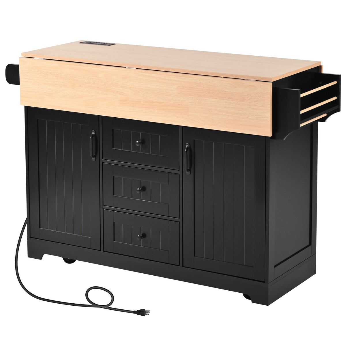 Runesay Black Mdf Base with Mdf Wood Top Kitchen Island (34-in x 55.75-in x 36.5-in)
