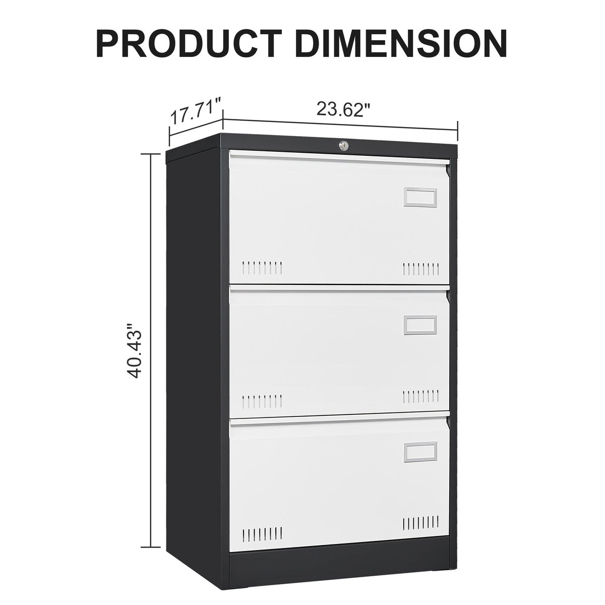 Maocao Hoom Black White 3-Drawer 23.62-in File Cabinet