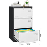 Maocao Hoom Black White 3-Drawer 23.62-in File Cabinet