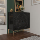 Mondawe 30 in. 2-Door Vintage Accent Cabinet Chests, Black