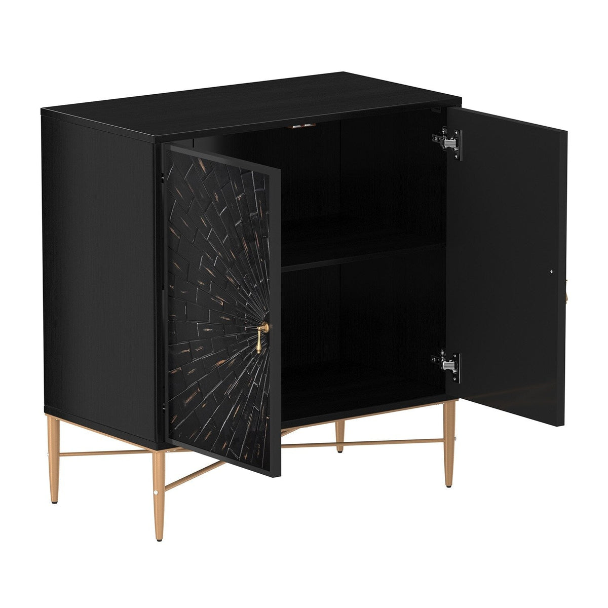 Mondawe 30 in. 2-Door Vintage Accent Cabinet Chests, Black