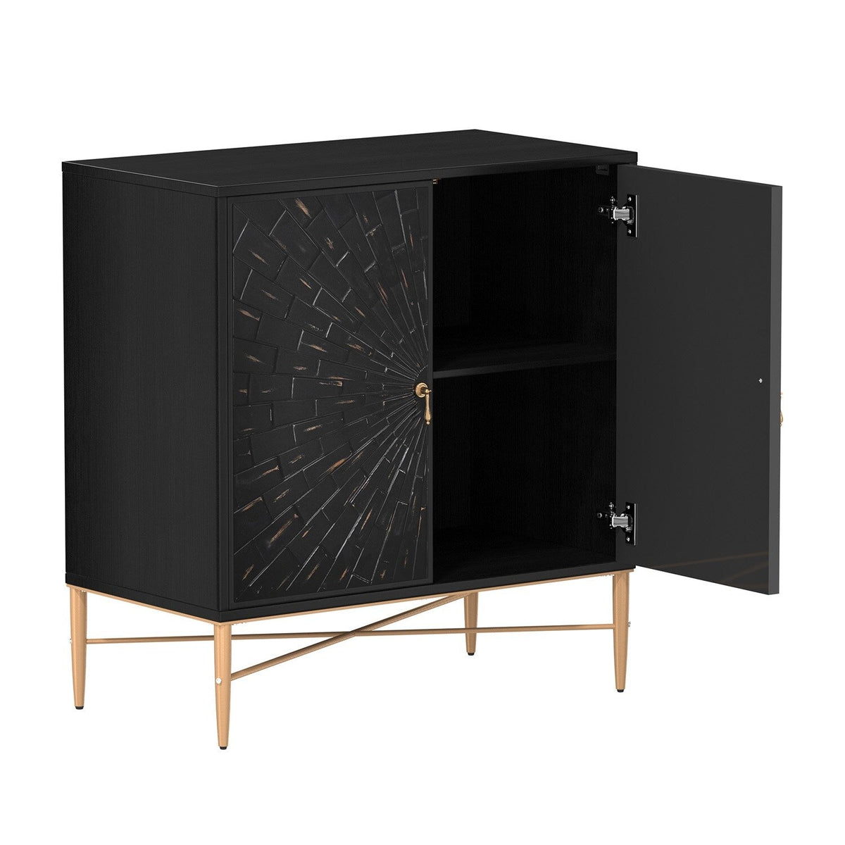 Mondawe 30 in. 2-Door Vintage Accent Cabinet Chests, Black