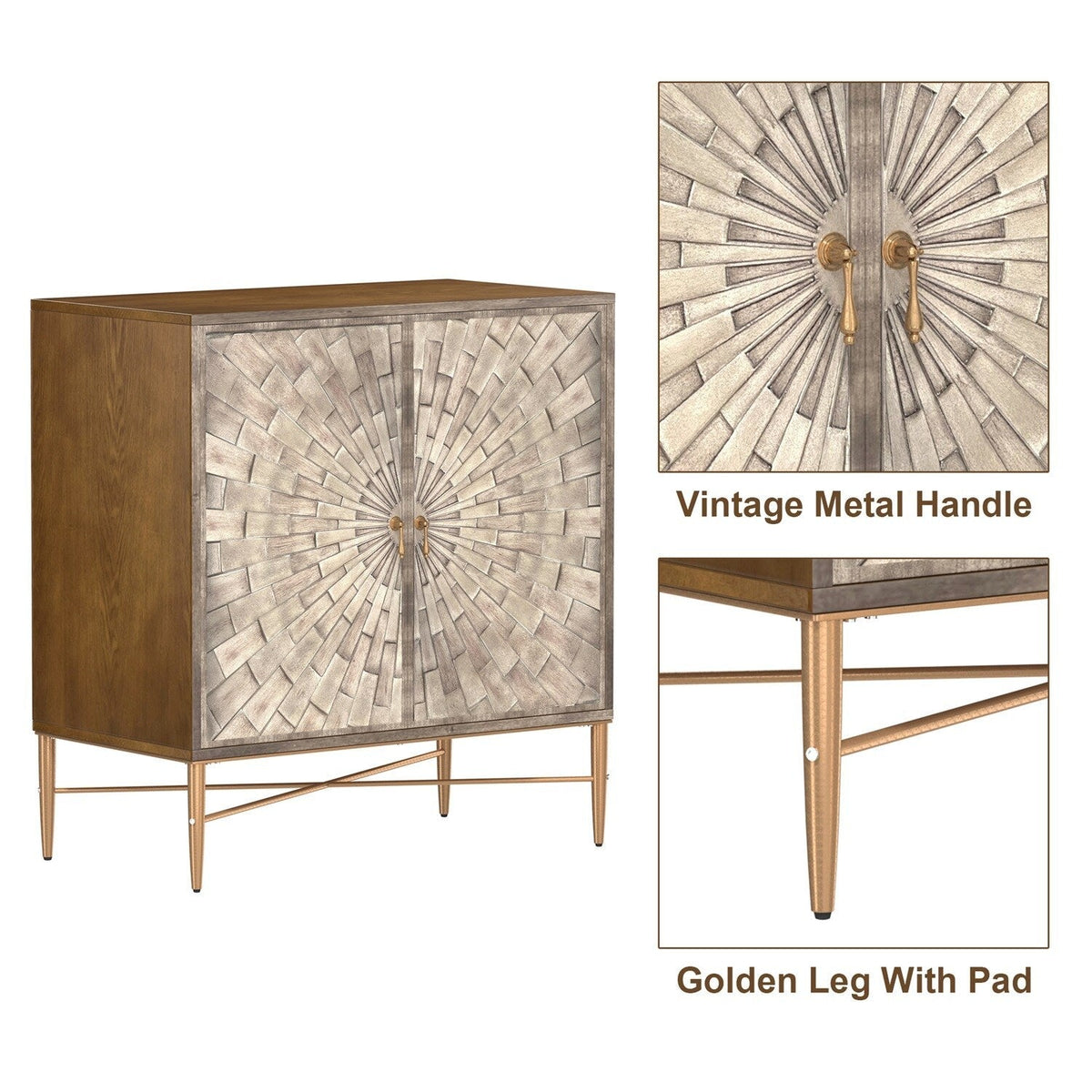 Mondawe 30 in. 2-Door Vintage Accent Cabinet Chests, Brown