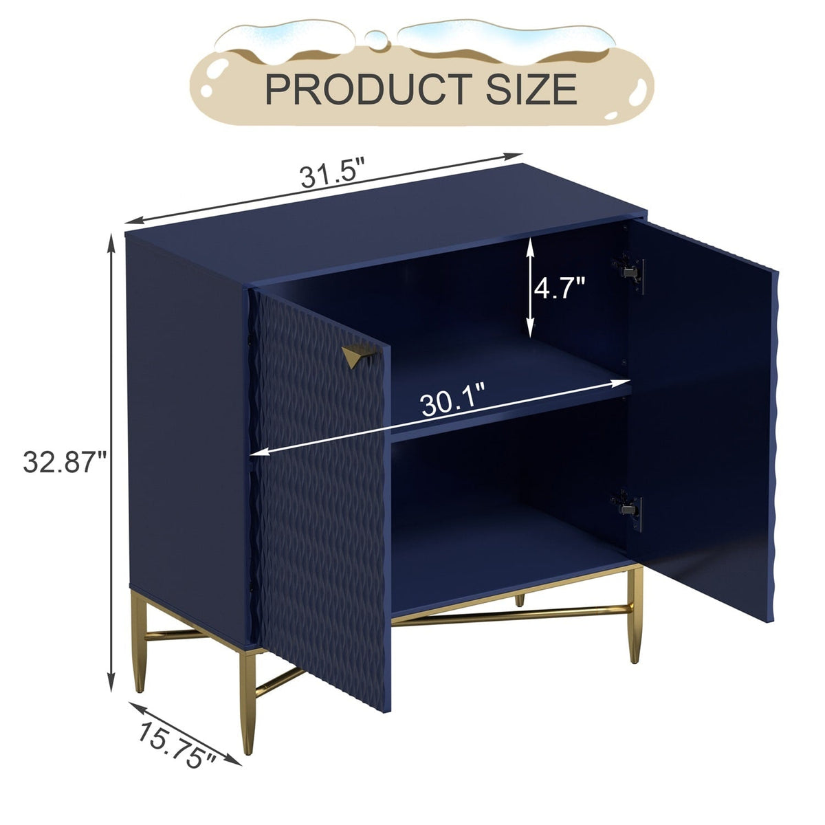 Mondawe 31.5 in. 2-Door Locker Accent Cabinet, Blue
