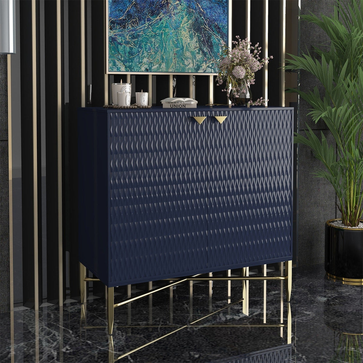 Mondawe 31.5 in. 2-Door Locker Accent Cabinet, Blue