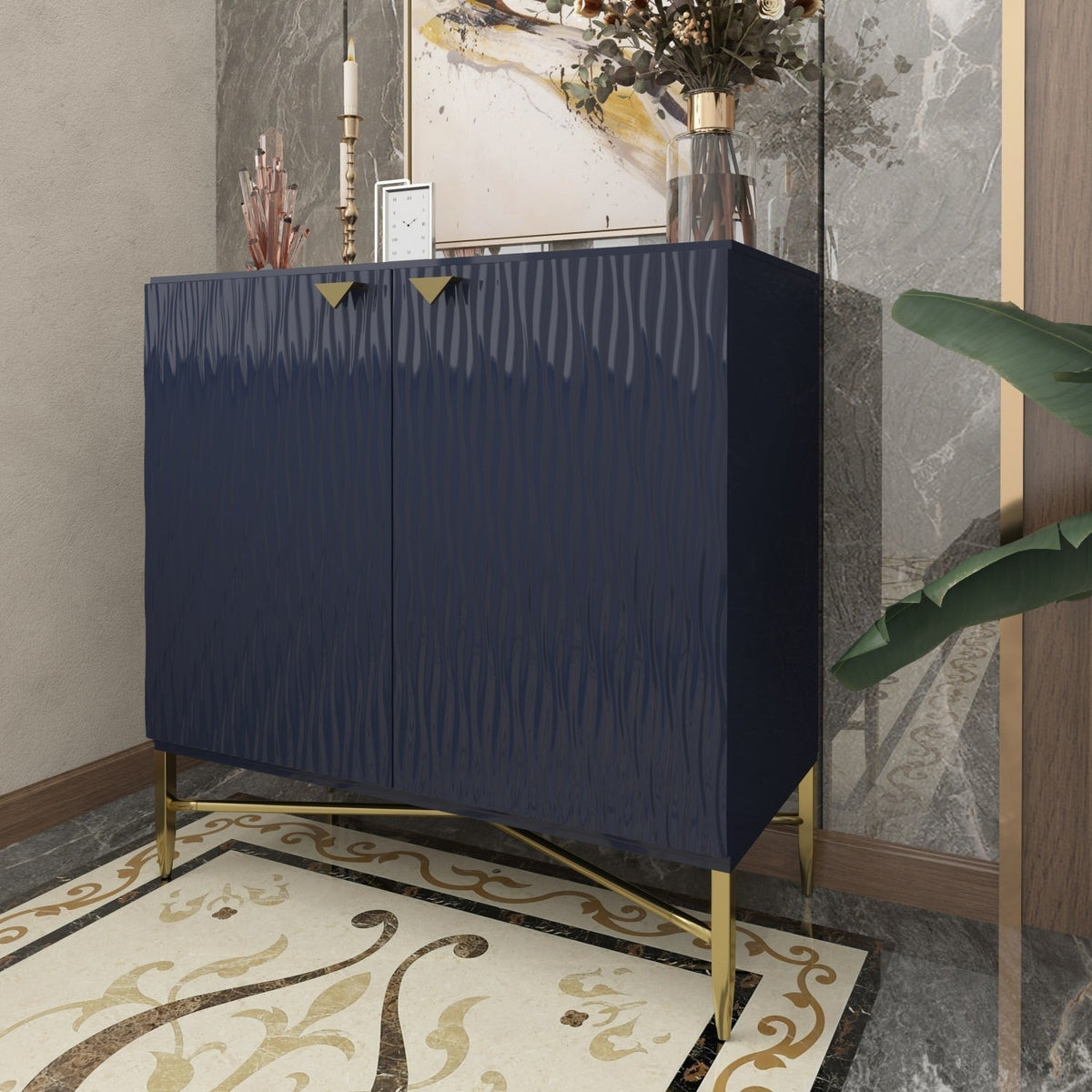 Mondawe 31.5 in. 2-Door Locker Accent Cabinet Chests, Blue