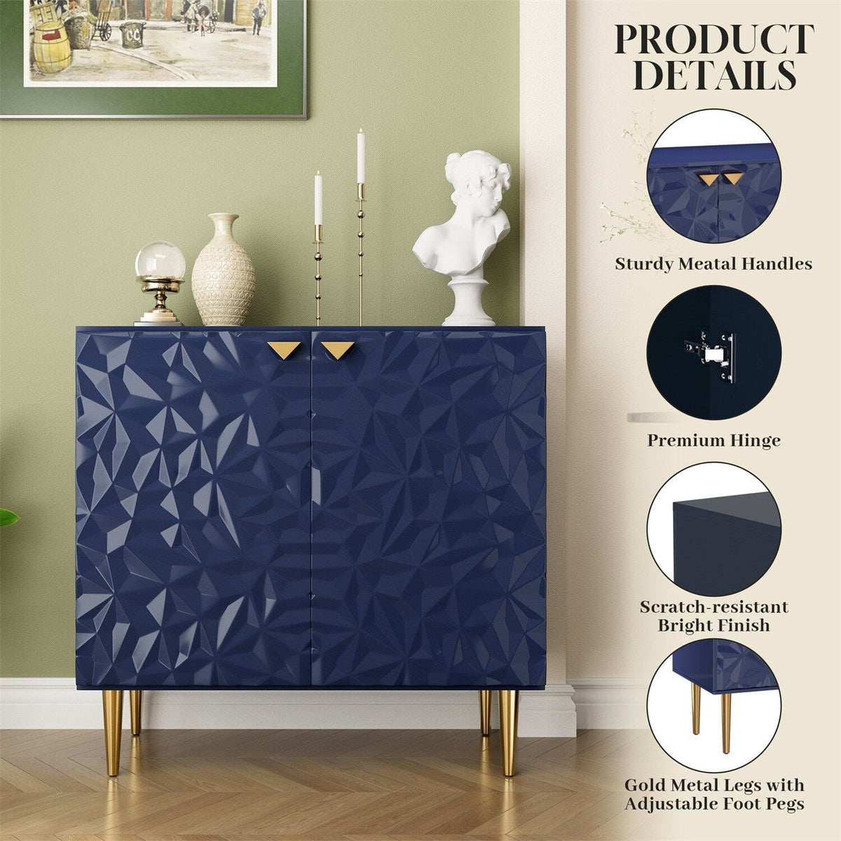 Mondawe 31.5 in. 2-Door Locker Accent Cabinet Chests, Blue