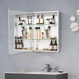 Forclover KF 20-in x 26-in Surface/Recessed Mount Satin Mirrored Soft Close Medicine Cabinet