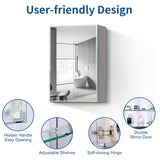 Forclover KF 20-in x 26-in Surface/Recessed Mount Satin Mirrored Soft Close Medicine Cabinet