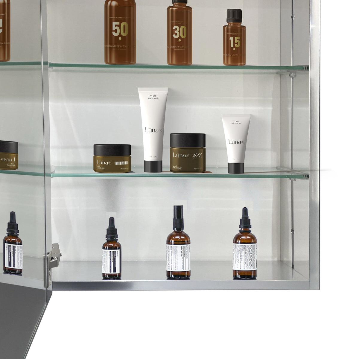 Forclover KF 20-in x 26-in Surface/Recessed Mount Satin Mirrored Soft Close Medicine Cabinet