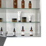 Forclover KF 20-in x 26-in Surface/Recessed Mount Satin Mirrored Soft Close Medicine Cabinet