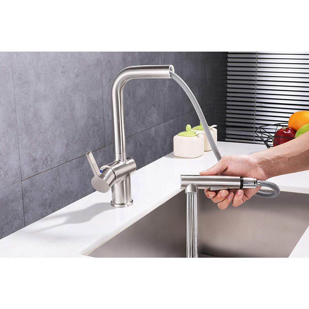 Single-Handle Pull Out Sprayer Kitchen Faucet in Polished Chrome - Super Arbor