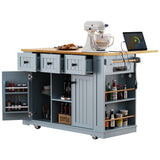 Runesay Gray Mdf Base with Mdf Wood Top Rolling Kitchen Island (29.52-in x 53.14-in x 36.4-in)