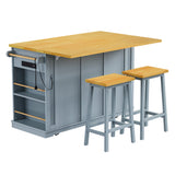 Runesay Gray Mdf Base with Mdf Wood Top Rolling Kitchen Island (29.52-in x 53.14-in x 36.4-in)