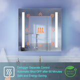 WELLFOR VICK 30-in x 30-in Lighted LED Fog Free Surface/Recessed Mount Silver Mirrored Soft Close Medicine Cabinet with Outlet