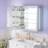 WELLFOR VICK 30-in x 30-in Lighted LED Fog Free Surface/Recessed Mount Silver Mirrored Soft Close Medicine Cabinet with Outlet